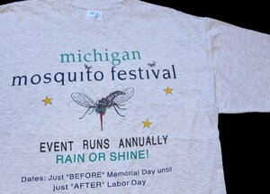 ★00s michigan mosquito festival 蚊 両面プリント コットンTシャツ 杢ライトグレー XL★オールド モスキート 昆虫 オーバーサイズ