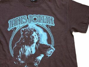 ★00s JANIS JOPLIN ジャニスジョプリン コットンTシャツ 焦げ茶★オールド ミュージック ロック シンガー カウンター カルチャー MoveOver