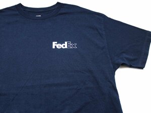★メキシコ製 FedExフェデックス ロゴ コットンTシャツ 紺 XL★ワンポイント ワーク UPS U-HAUL オーバーサイズ ビッグサイズ
