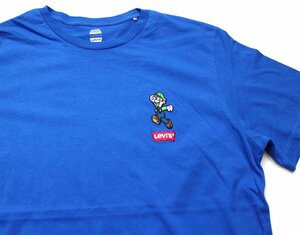 ★トルコ製 Levi'sリーバイス×Nintendo SUPER MARIO ルイージ パッチ BIGE コットンTシャツ 青 M★ユーロ ワッペン マリオ コラボ