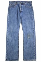 ★Levi'sリーバイス 501 ダメージ デニムパンツ w32 L32★SDP2717 ジーンズ ストレート 縦落ち ヒゲ 66 前期 シングル_画像2