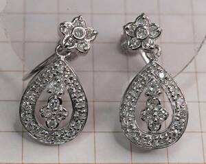  diamond 0.50ct pt900 k14WG earrings large net ladybug D18-027-23