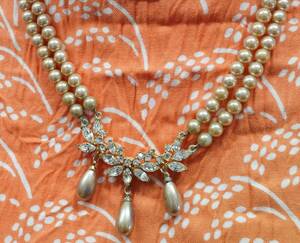 真珠ネックレス　ジャンク(部品取り用)　42cm 大網てんとう虫　D17-875-2