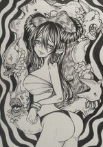 手描きイラスト★オリジナル　B５サイズ ペン画　モノクロ　少女　『悪魔のリース。』_画像1