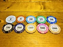 【入荷あり】カジノチップ ポーカーチップ 14g 10種類 100枚 セット_画像2