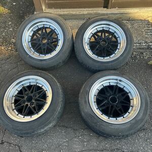 タイヤ　ホイール　セット　HLK 15インチ　8J PCD100 4穴　タイヤ175/65R15 送料着払い 検　深リム　旧車　