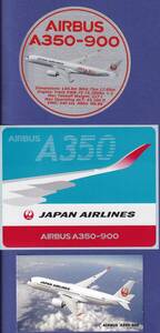 エアライン製スッテカー　日本航空　A350-900 ①円形 機体全景＋機種ロゴ ②矩形 主翼先端＋機種ロゴ ③矩形 小型 機体全景　
