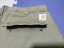 【送料無料】稀少●CARHARTT●カーハート●綺麗・美品●カーゴパンツ●ダック●34×30●モスグリーン系●ボーダー●ミリタリー●ワーク●浜_画像7