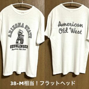 38-M相当！日本製 フラットヘッド古着半袖Tシャツ GLORY PARK 白 バイカー モーターサイクル アメカジ古着 the flat head