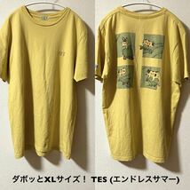 ダボッとXLサイズ！日本製 TES テス(エンドレスサマー) 古着半袖Tシャツ 薄イエロー BUHI サーフ サーフィン The Endless Summer_画像1