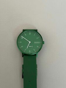 【美品】SKAGEN AAREN KULOR SKW6545 フォレストグリーンシリコンウォッチ