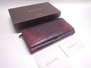 ■GUCCI グッチ 293556・2149 マイクログッチシマ レザー 二つ折り 長財布 ウォレット■