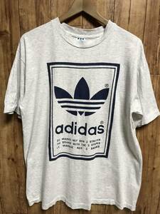 送無♪USA製 adidas アディダス♪両面プリントTシャツ・薄グレー・USA-L