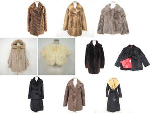 毛皮卸売り まとめて【 FUR １０点セット 】リアルファー コート　１０着組◆ビーバー・ムートン・ラム・ラビット　他◆同梱不可◆C088