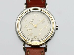 【 エルメス HERMES 】 腕時計 メテオール SS/GP 革 クォ―ツ アイボリー文字盤 レディース 新着 198-0