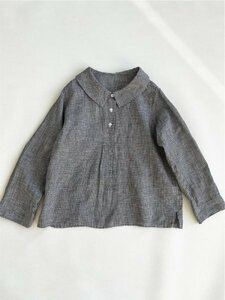 yh d tunic outer garment easy eaton * color height quality flax 100%linen check pattern shirt free size (M-L) long sleeve blouse natural 