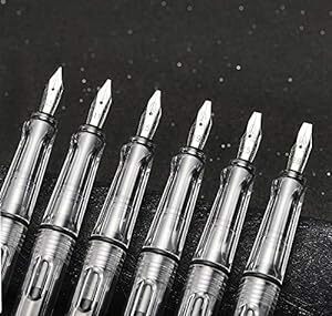 Lanxivi Yongsheng カリグラフィー万年筆セット 透明クリア 6種類のペン先サイズ アートドローイングとライティング