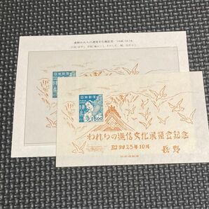 【美品】長野通信展小型シート　1948年発行