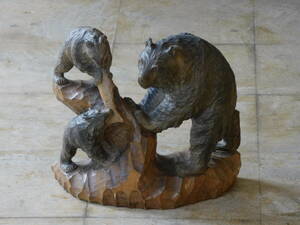 ◆ 木彫 熊 三匹の親子熊