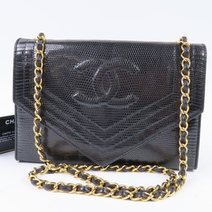 41533★1円スタート★CHANEL シャネル 外極美品 チェーンショルダーバッグ ココマーク トカゲ革 ヴィンテージ リザード ブラック