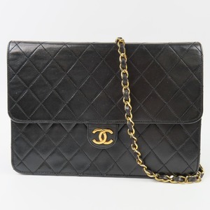 41687★1円スタート★CHANEL シャネル 中綺麗 チェーンショルダーバッグ ココマーク マトラッセ プッシュロック ラムスキン ブラック