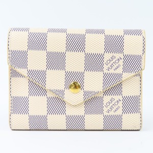 41722★1円スタート★LOUIS VUITTON ルイヴィトン 新品同様美品 ヴィクトリーヌ RFID ダミエアズール 三つ折り財布 PVC ホワイト