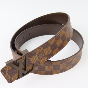 41733★1円スタート★LOUIS VUITTON ルイヴィトン 極美品 サンチュール LVイニシャル 100/40 LV金具 ダミエ ベルト PVC エベヌ