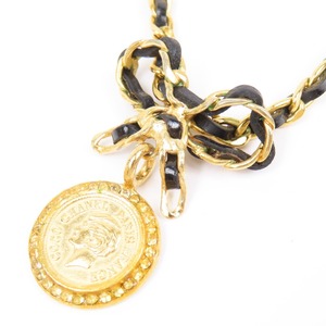 41753*1 иен старт *CHANEL Chanel прекрасный товар medali on монета лента короткое колье аксессуары Vintage колье стразы 