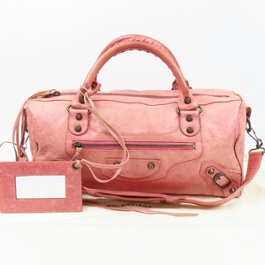 41812*1 иен старт *BALENCIAGA Balenciaga средний превосходный товар The tsigi-2WAY сумка на плечо зеркало имеется ручная сумочка кожа розовый 