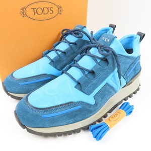 41833*1 jpy start *TOD*S Tod's unused goods shoes shoes box attaching Logo 11 30cm 10500 sneakers suede Raver blue 