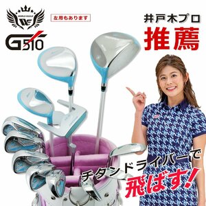 ゴルフ クラブセット ワールドイーグル WE-G510 レディース 16点・12本セット 右利き用 ホワイトピンク キャディバッグ [15738]