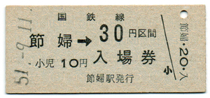 日高本線節婦駅30円併用券