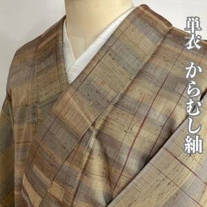 【Wellriver】 からむし紬 単衣 正絹 和装 和服 着物 #C847.
