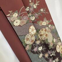 【Wellriver】 訪問着 ちりめん 縮緬 金駒刺繍 金彩加工 型染め 花柄 総柄 高級正絹 和装 和服 着物 #C938._画像5