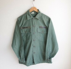米軍実物 US ARMY パッチ付き ユーティリティシャツ / Shirt, Man's, Cotton Sateen, OG 107 ミリタリーシャツ オリーブグリーン