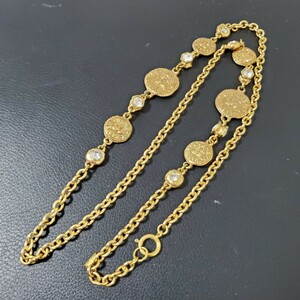 1 иен ~CHANEL Chanel колье Gold цвет монета узор 023