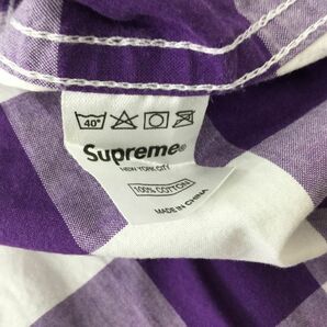 ●営HS277-60 Supreme シュプリーム チェック ネルシャツ サイズ M パープル Flannel shirt 長袖の画像9