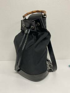 .AD777-80* GUCCI | Gucci bamboo one shoulder bag nylon enamel leather black pouch shoulder .. shoulder bag 003-2113-0036