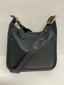 .SR849-80* COACH| Coach black black Gold metal fittings leather shoulder bag 