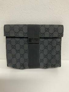 営MK022-60◆ GUCCI グッチ GGキャンバス ブラック系 コスメポーチ小物入れ 039・0992・001998 