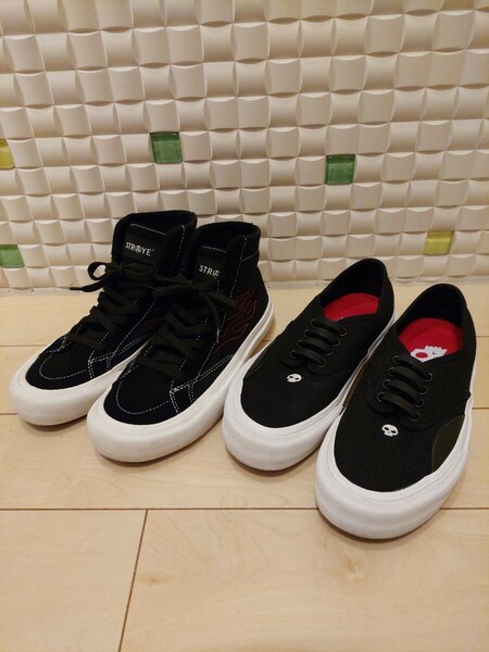 STRAYE ストレイ　skateboardshoes　ZEROコラボデッキシューズ&ハイカットスニーカー　23.0cm 2足セット　美品　送料込み