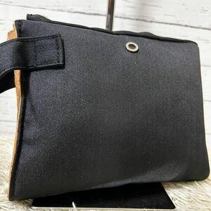 [ новый товар не использовался ]1 иен ~ BVLGARI BVLGARY ручная сумочка сцепление Circle Logo кожа парусина работа бизнес роскошный высококлассный мужской чёрный 