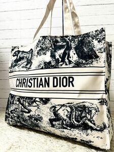 [1 иен ] новый товар не использовался Christian Dior Christian Dior большая сумка парусина серый серия towarudujuiembro Ida Lee medium 