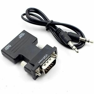 HDMI to VGA 変換 アダプタ 音声出力 1080P パソコン/ノートパソコン/プロジェクター/HDTVなどに対応