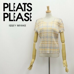 美品◆PLEATS PLEASE ISSEY MIYAKE プリーツプリーズ イッセイミヤケ プリーツ加工 総柄 半袖 トップス 2