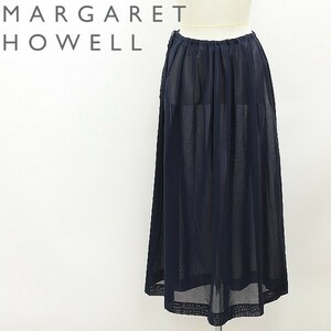 美品◆MARGARET HOWELL マーガレット ハウエル コットン シアー ロング スカート 紺 ネイビー 2