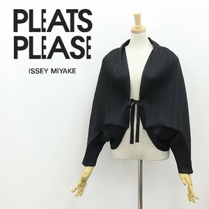 ◆PLEATS PLEASE プリーツ プリーズ イッセイミヤケ プリーツ加工 ボレロ カーディガン 黒 ブラック 3