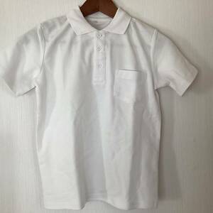 ☆5　スクール　ポロシャツ　半袖　140ｃｍ　白　名札付け穴　スペアボタン付き　送230円～