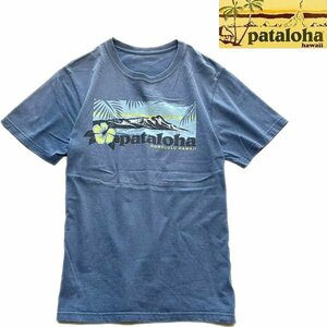 1点物◆パタゴニア青パタロハ柄プリントTシャツ古着メンズSMレディースOKアウトドアブランド90sストリート/スポーツ登山ブランド中古372650