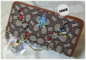 [コーチ] coach 長財布 x Disney ジップアラウンド シグネイチャー 50周年 財布 C8578 